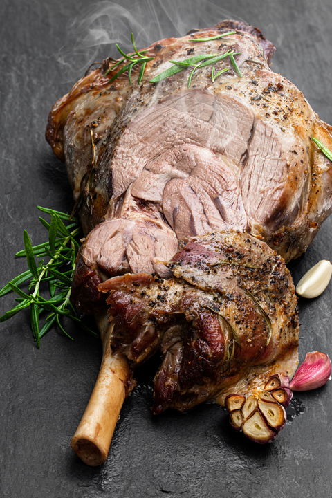 Leg of Lamb, Studded with Garlic and Fresh Rosemary