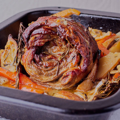 Lamb Breast Boned, Rolled and Stuffed with Pea, Mint and Leeks