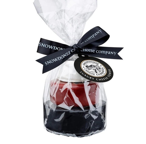 Packaged cheese product with a Snowdonia Cheese Company ribbon