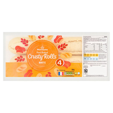 Morrisons Part Bake White Crusty Rolls 4 pack